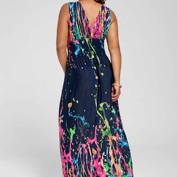 ​⭐HP!⭐ Plus Size Sleeveless Splatter Print Dress - Picture 5 of 5